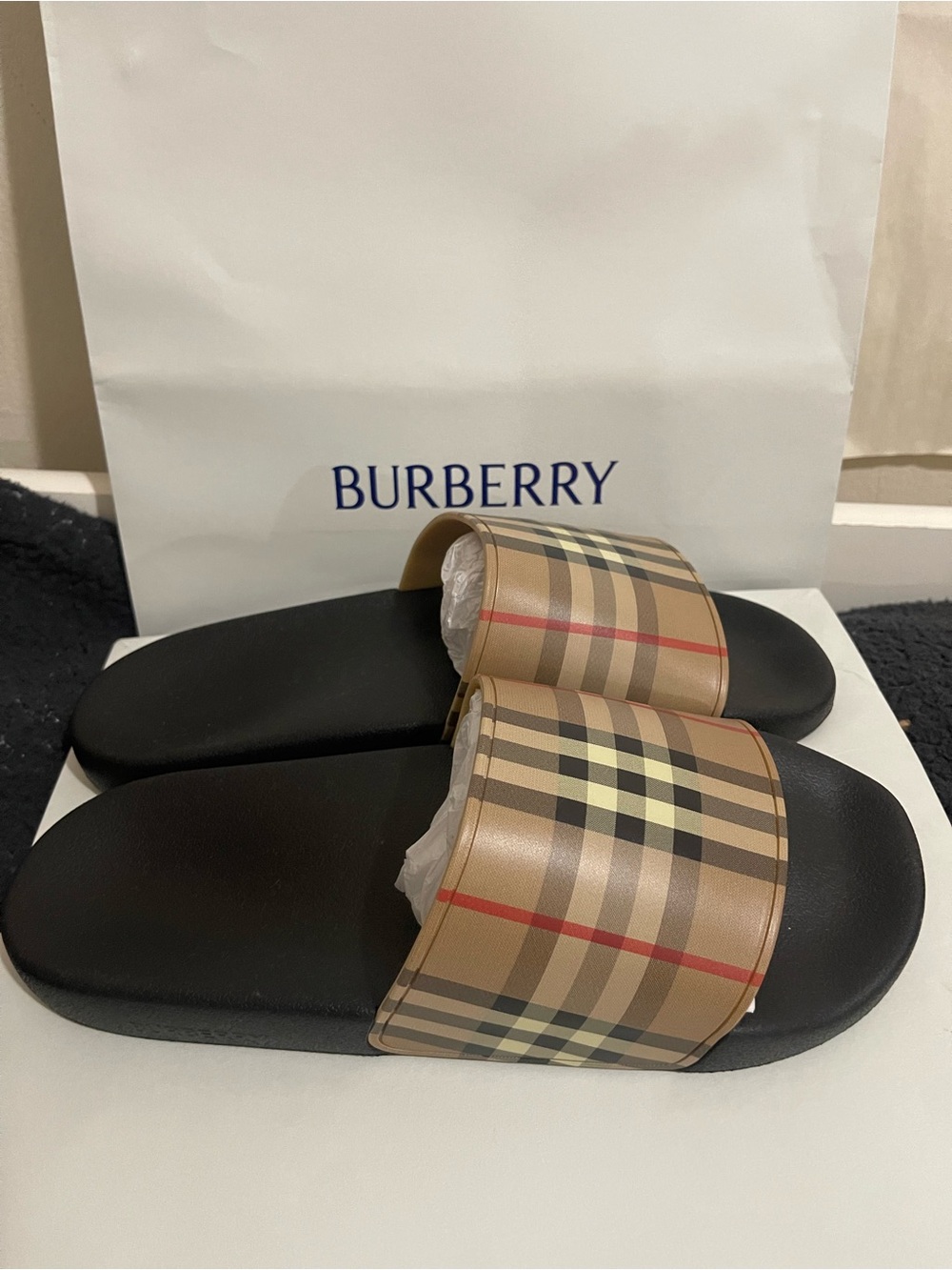 Burberry Men’s Slides. Original . New. Comes in the dust bag . Size 43/ 10